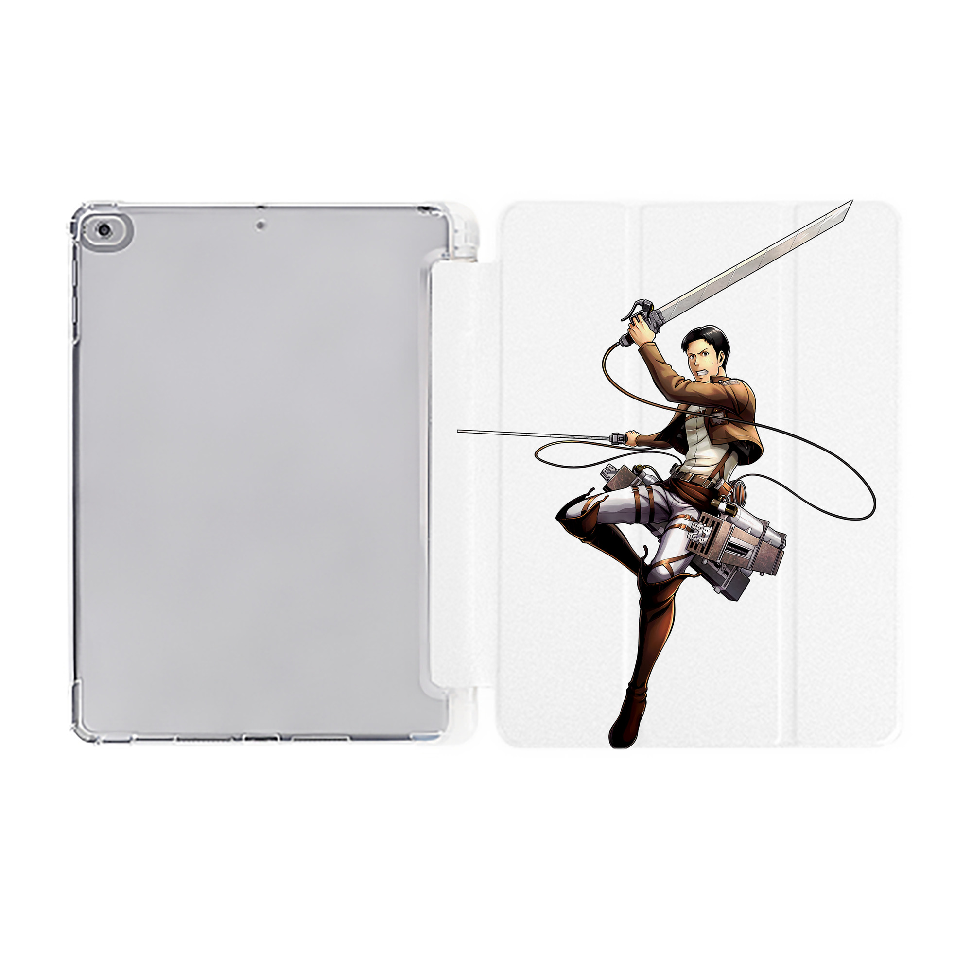 （画像用） 進撃の巨人 Attack on Titan IPad ケース ペン収納付き 三つ折りスタンド PUレザー×シリコン 対応機種9.5/10.5/10.9インチ